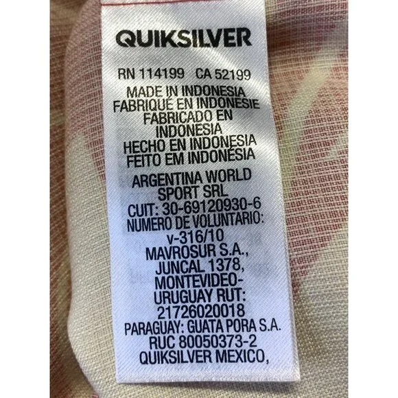 Quiksilver Waterman Collection Men Size Medium M Floral Hawaiian Shirt Short EUC - Picture 9 of 10